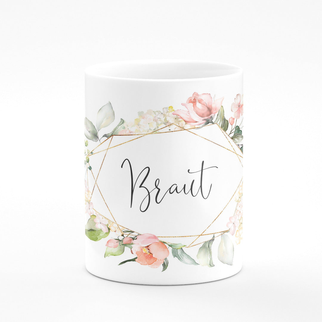 Tasse Becher Tee Kaffee Bluetenzauber Braut