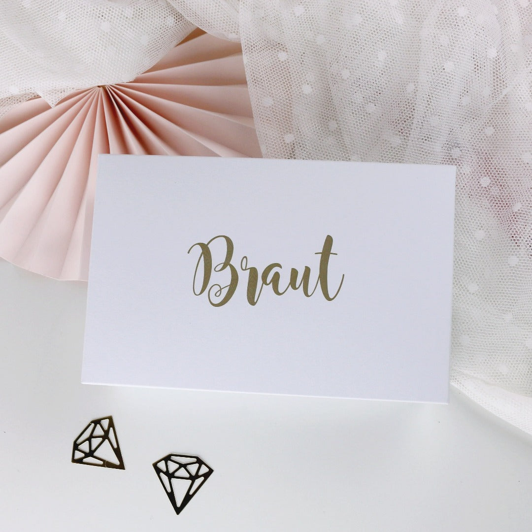Geschenkbox mit Spruch Braut in gold
