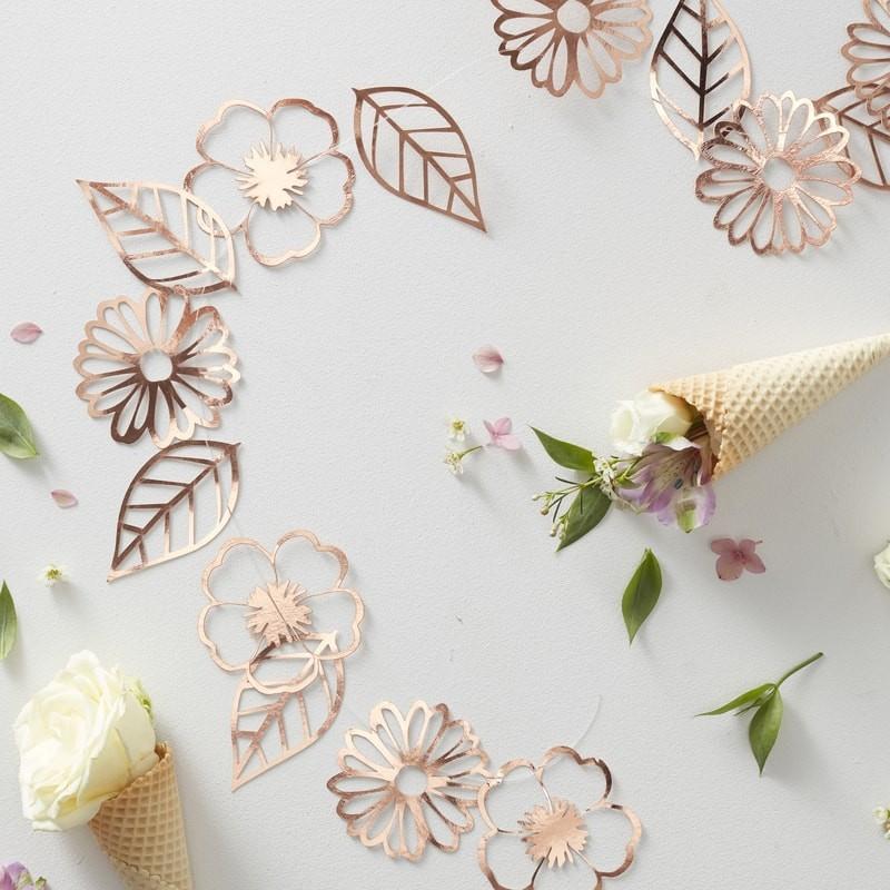 Girlande Blumen - rosegold - Ja-Hochzeitsshop