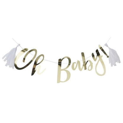 Tassel Baby Shower Party Girlande Oh Baby gold