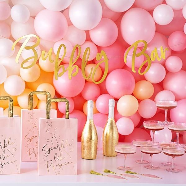Party Tragetaschen rosa Prosecco