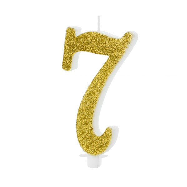 Kerze Zahl 7 Glitter gold