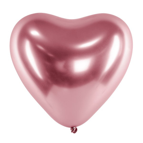 Glossy Herzballon rosegold