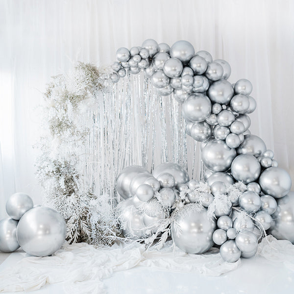 Glossy Ballon rund Deko silber