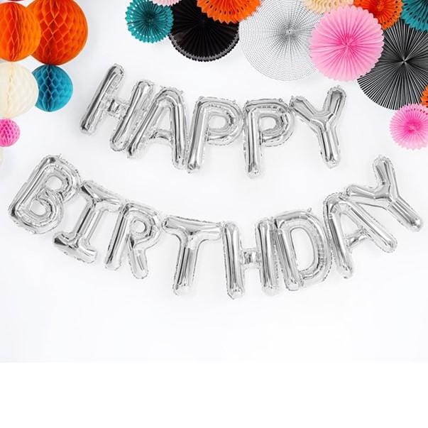 Folienballon Happy Birthday silber