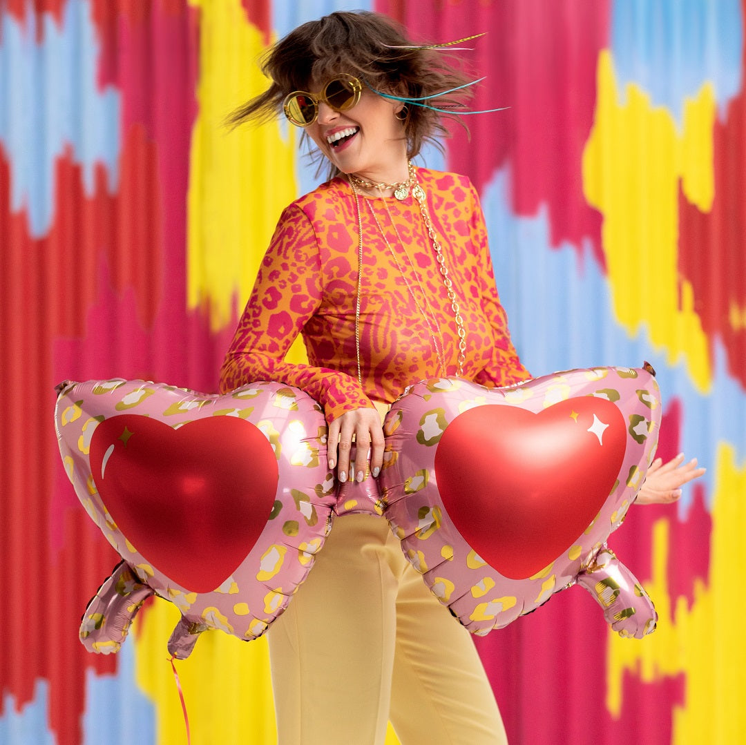 Fotobox Folienballon Herz Brille