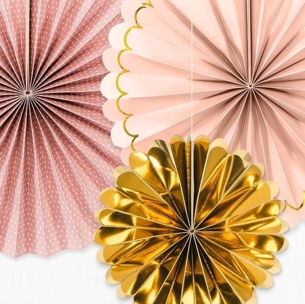 Deko Rosetten Set rosa und gold