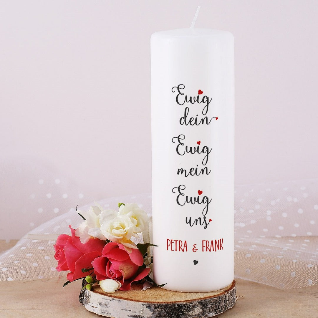 Personalisierte Hochzeitskerze Ewig dein Ewig mein Ewig uns