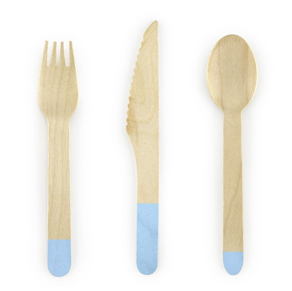 Holzbesteck Set blau