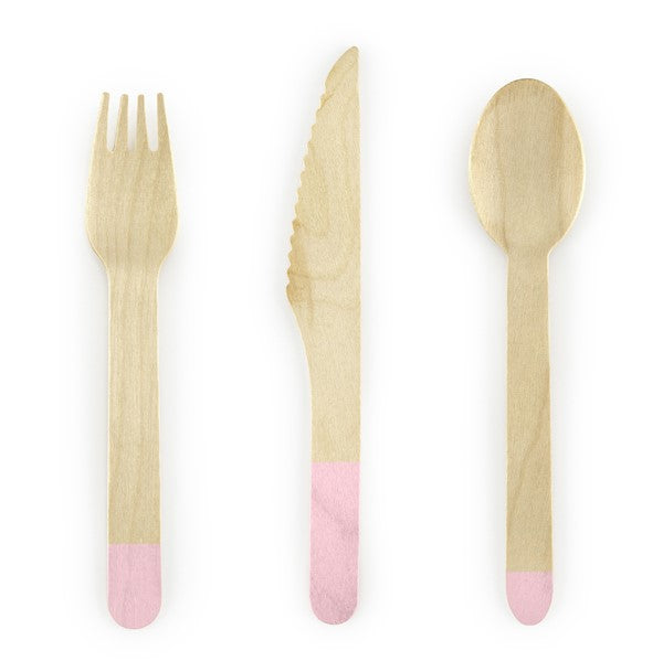 Holzbesteck Set rosa