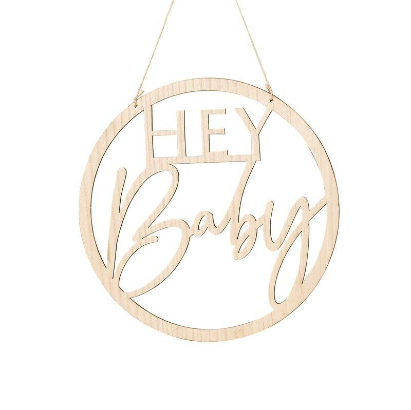 Holz Reifen Hey Baby Deko zur Babyshower