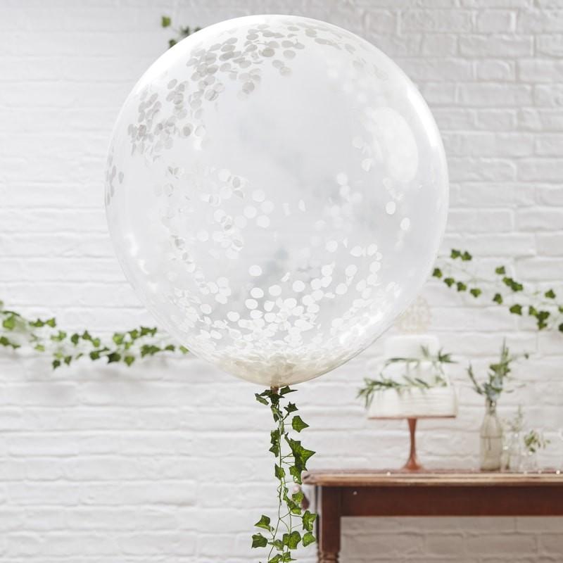 XXL Konfetti Ballons Chic weiss Hochzeitsdeko