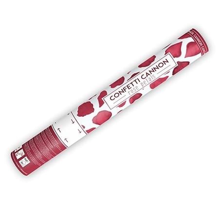 Konfetti Kanone mit roten Rosenblätter