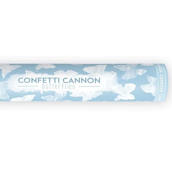 Konfetti Kanone 40 cm mit Schmetterlingen weiß