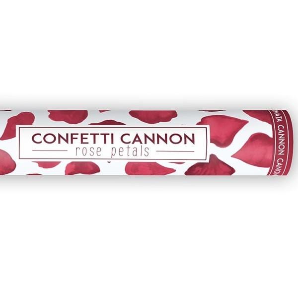 Konfetti Kanone mit roten Rosenblätter
