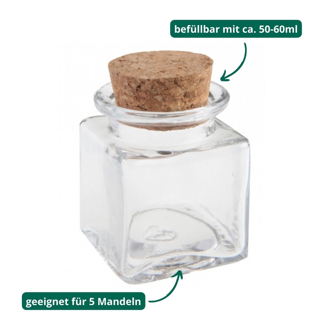 Korkenglas Set quadratisch für Gastgeschenke (12 Stück)