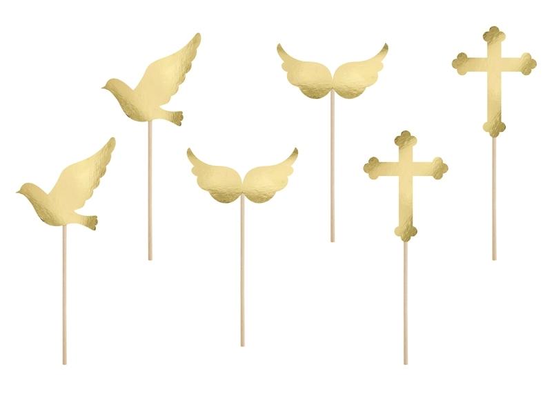 Cupcake Sticks Set in gold Kommunion