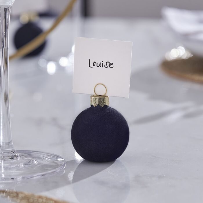 Marine Christbaumkugel als Tischkarte
