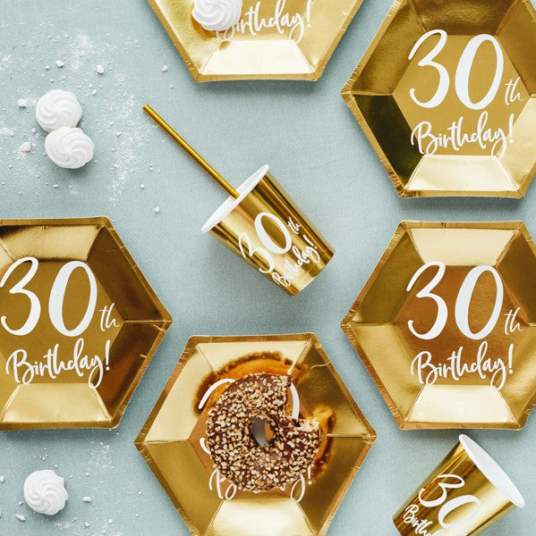 Pappbecher gold 30. Geburtstag