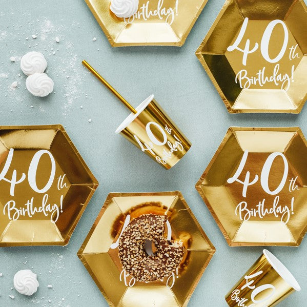 Pappbecher gold 40. Geburtstag