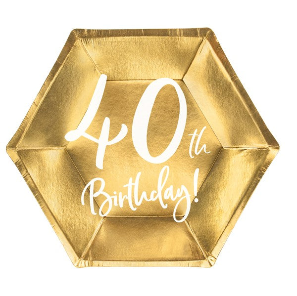 Pappteller gold 40. Geburtstag