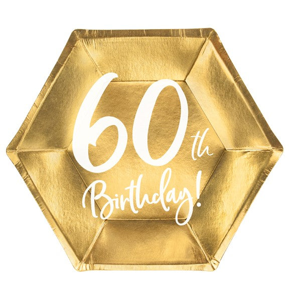 Pappteller gold 60. Geburtstag