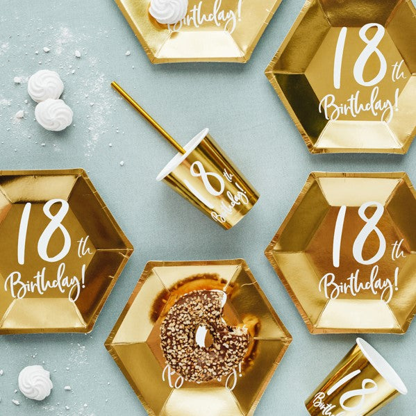 Pappbecher gold 18. Geburtstag