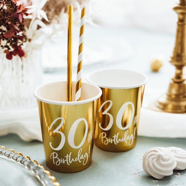 Pappbecher gold 30. Geburtstag