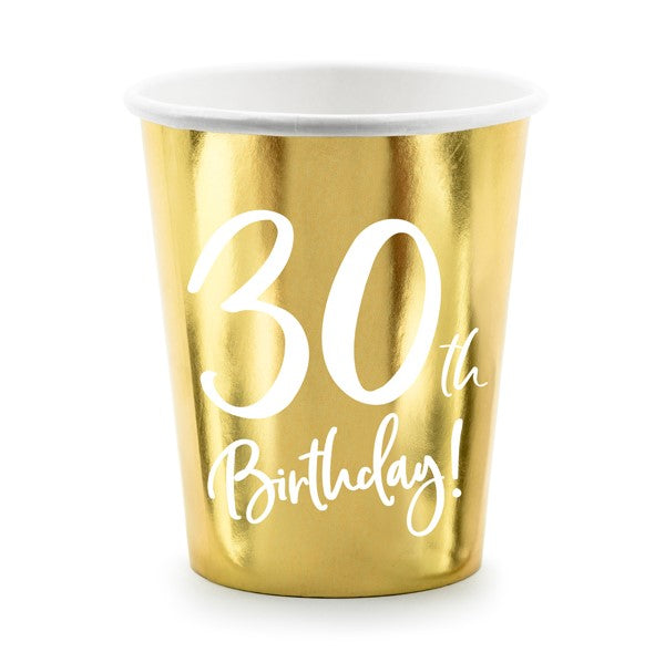 Pappbecher gold 30. Geburtstag