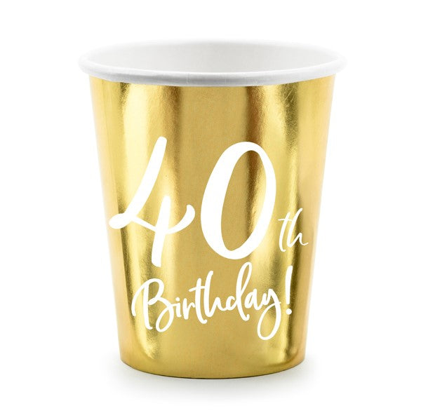 Pappbecher gold 40. Geburtstag