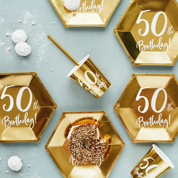 Pappbecher gold 50. Geburtstag