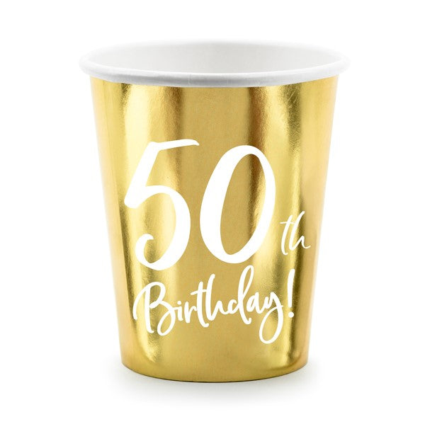 Pappbecher gold 50. Geburtstag 