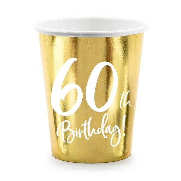 Pappbecher gold 60. Geburtstag