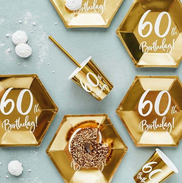 Pappbecher gold 60. Geburtstag