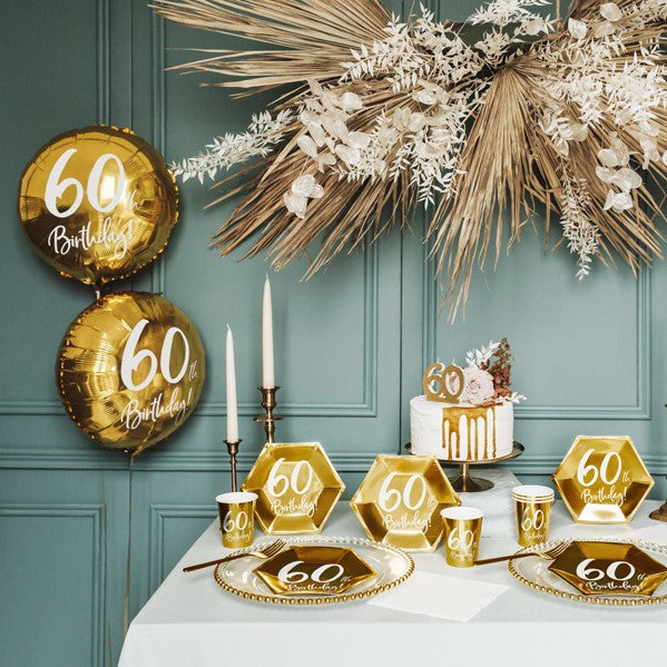 Pappbecher gold 60. Geburtstag