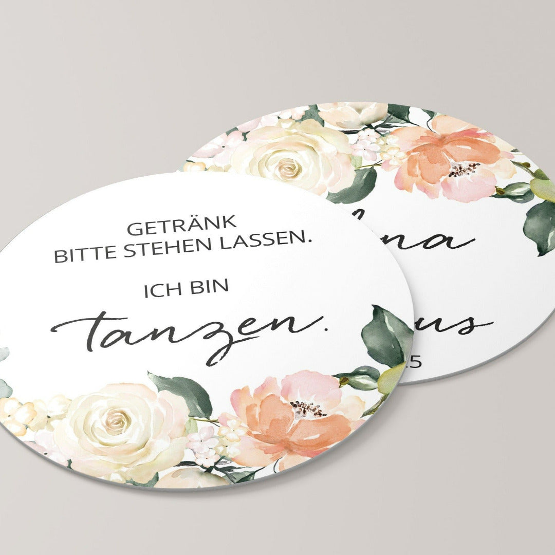 Personalisierte Bierdeckel Hochzeit Bluetenzauber