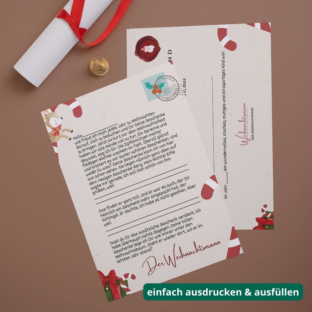 personalisierbarer brief vom weihnachtsmann zum ausdrucken und selbst ausfüllen