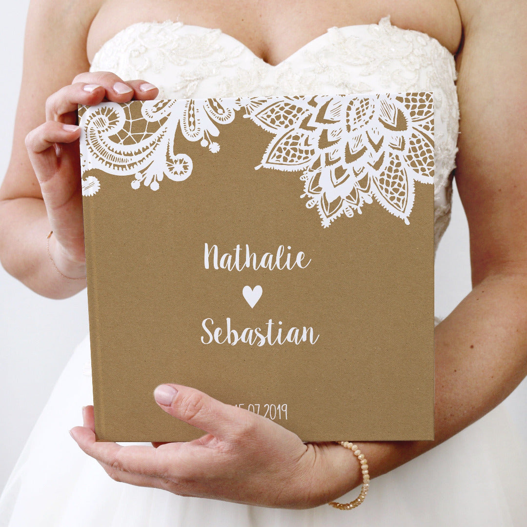 Personalisiertes Gastebuch Vintage Spitze