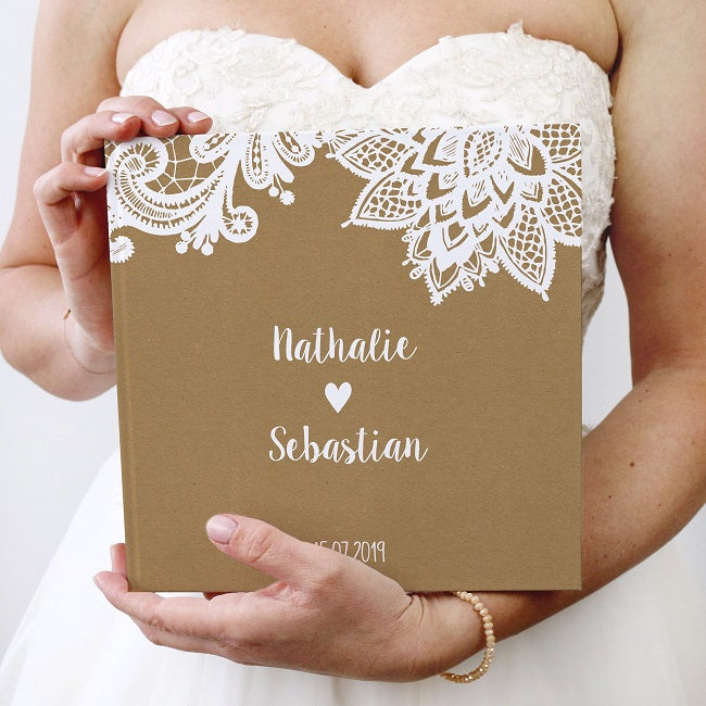 Personalisiertes Gaestebuch Vintage Spitze