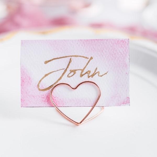 Tischkarten Halter Herz rosegold