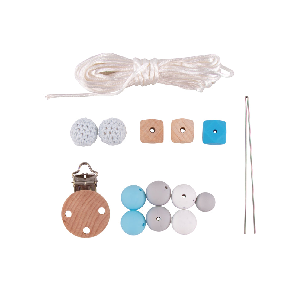 DIY Set Schnullerkette blau Einzelteile