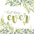 Serviette Eukalyptus mit Aufdruck best day ever