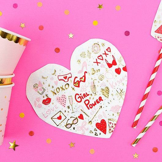 Servietten Herz Form Girl Power