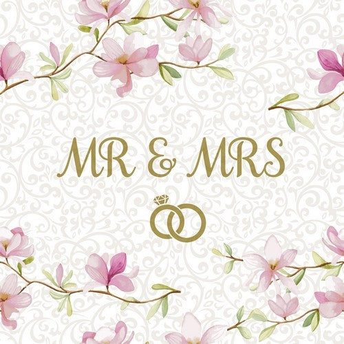 Servietten Blüten Mr & Mrs (16 Stück)
