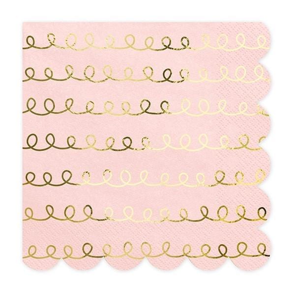 Servietten rosa mit Luftschlangen gold