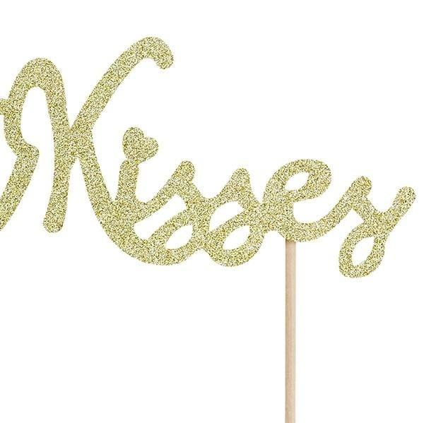 Tortenstecker Sweet Kisses gold glitter