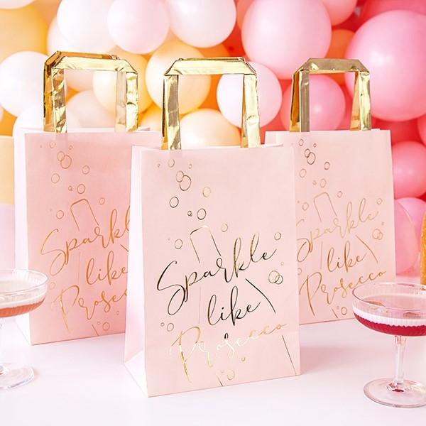 Party Tragetaschen rosa Prosecco
