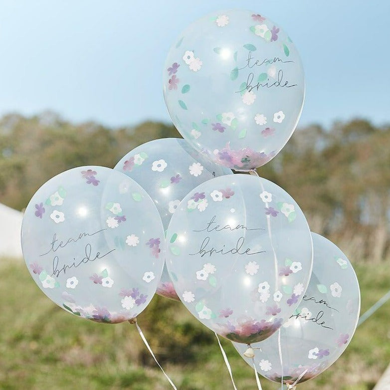 Team Bride Konfetti Ballons Blumen