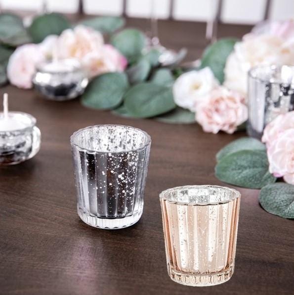 – Vintage Set (4 Stück) Teelichthalter silber Ja-Hochzeitsshop