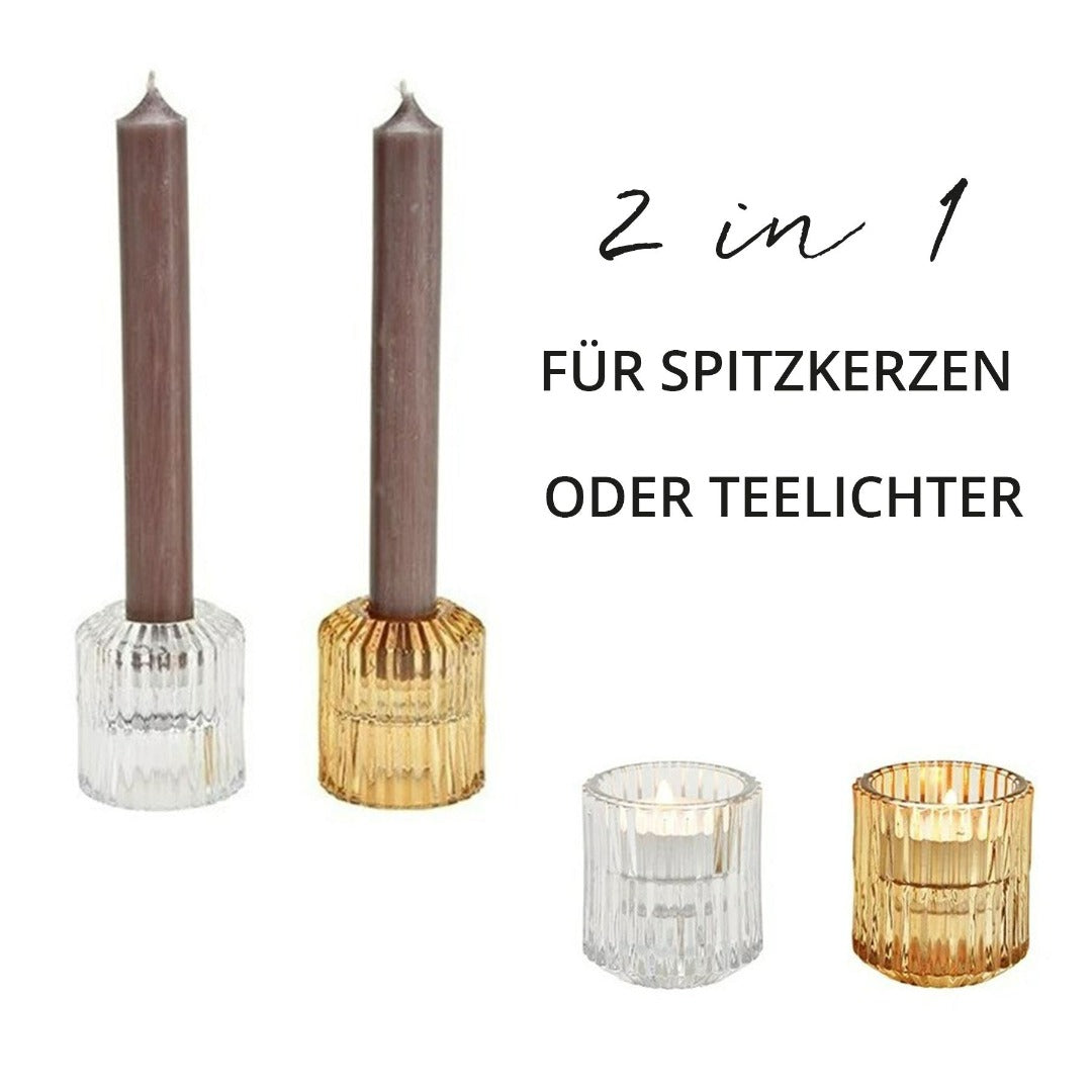 Kerzenhalter Set klar / braun Ja-Hochzeitsshop (2in1) –